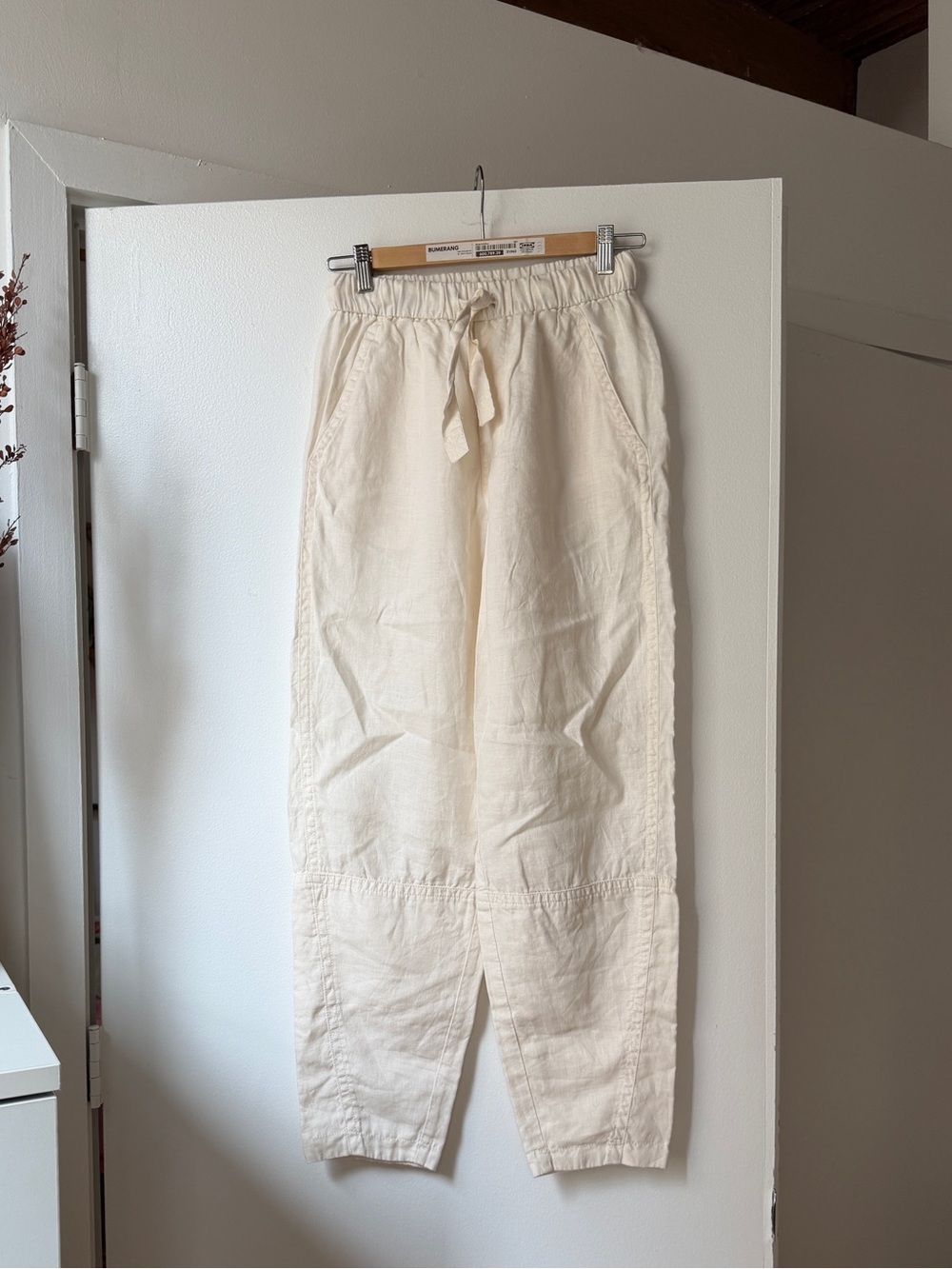 Everlane Cream Drawstring 100 % Linen Pants